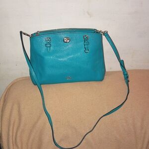 Blue Leather Shoulder Bag